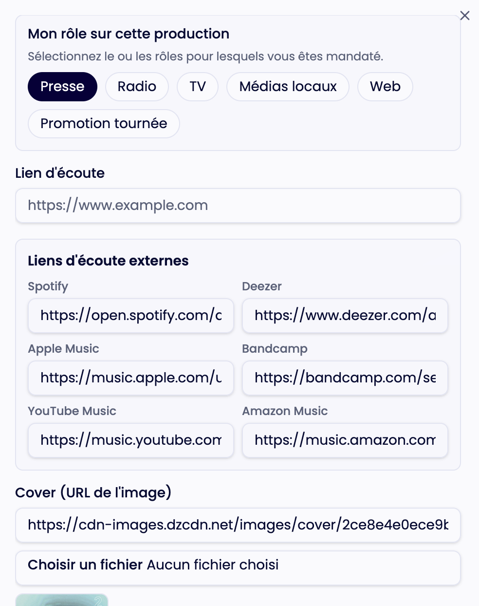 Sélection du rôle sur la production