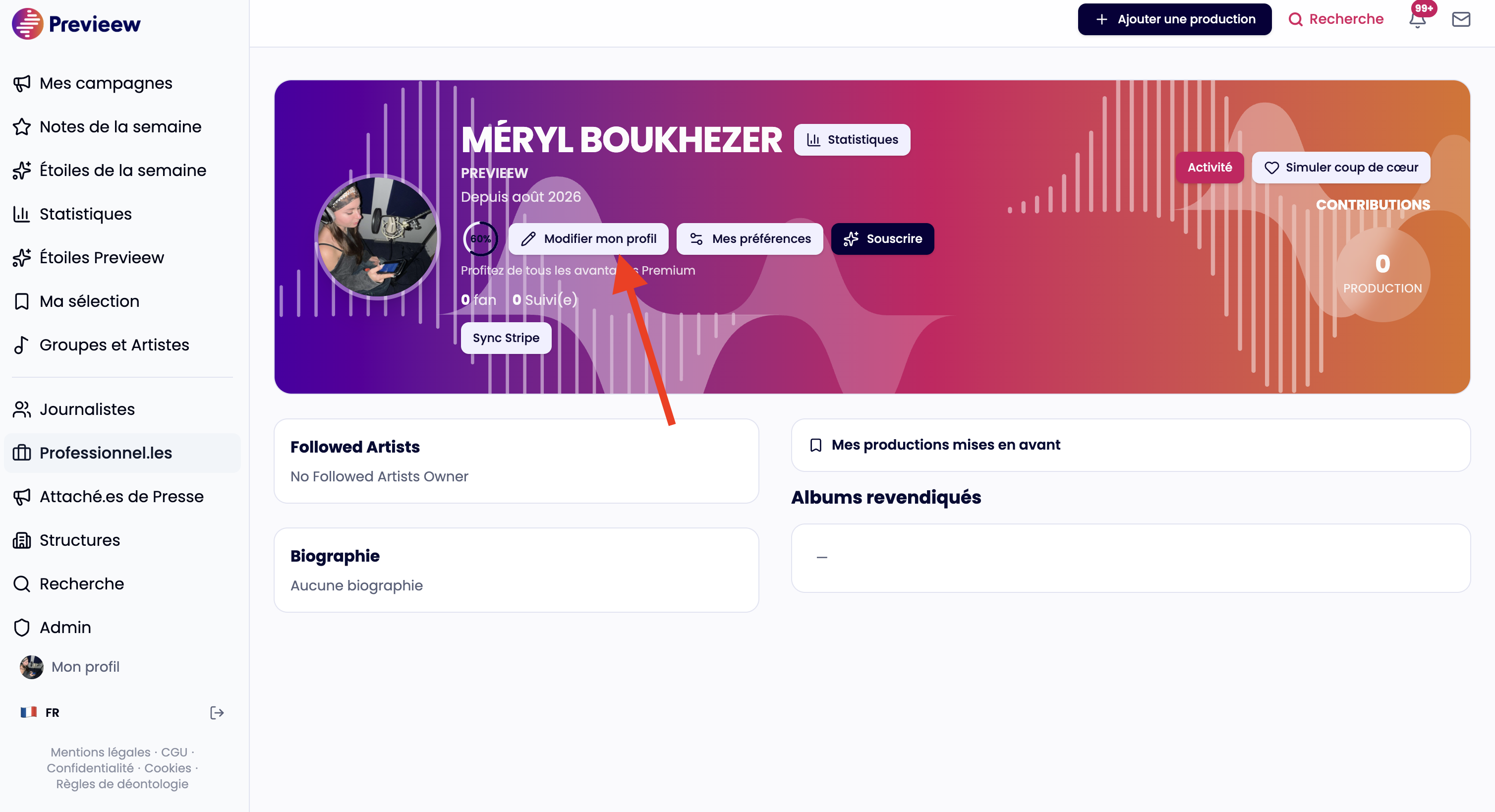 Édition du profil personnel