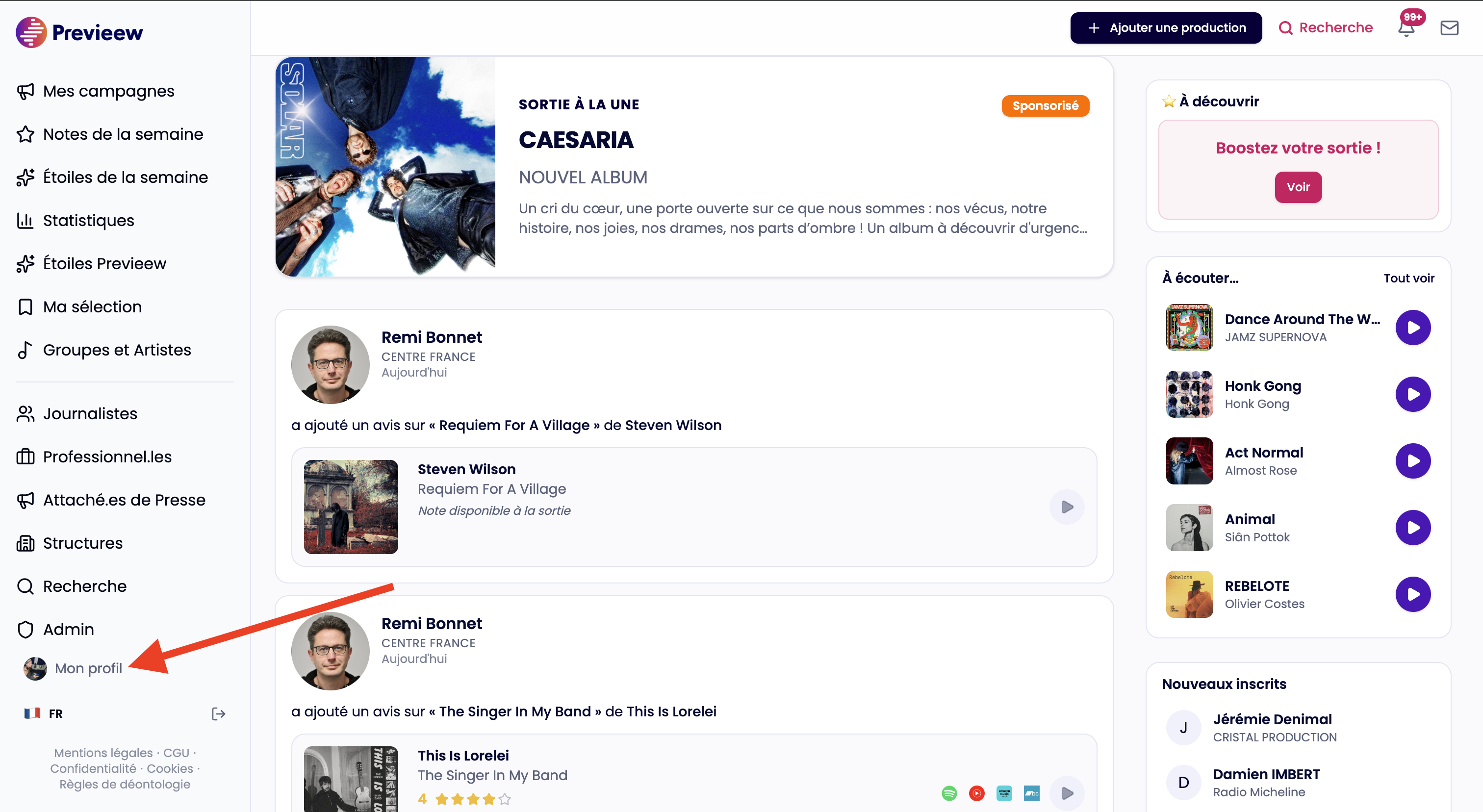 Profil personnel sur Previeew