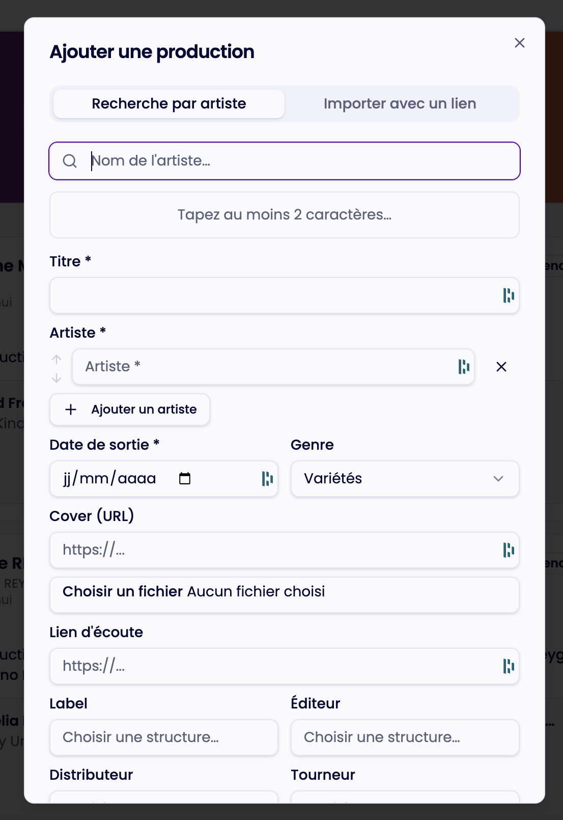 Formulaire d'ajout d'une sortie